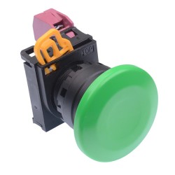 Green 22mm Mushroom Momentary Push Button Switch NC IP65 YW1B-M4E01G