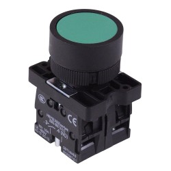 Green Momentary 22mm Flat Push Button Switch NO/NC