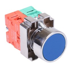 PtecMetPNBlue Blue Flush Push Button Switch Metal 10A 1NO-1NC PtecMetPNBlue Blue Flush Push Button Switch Metal 10A 1NO-1NC