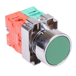 PtecMetPNGreen Green Flush Push Button Switch Metal 10A 1NO-1NC PtecMetPNGreen Green Flush Push Button Switch Metal 10A 1NO-1NC