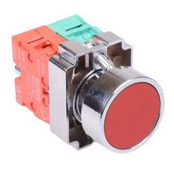 PtecMetPNRed Red Flush Push Button Switch Metal 10A 1NO-1NC PtecMetPNRed Red Flush Push Button Switch Metal 10A 1NO-1NC