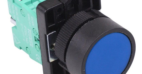 PtecPNBlue Blue Flush Push Button Switch 10A 1NO