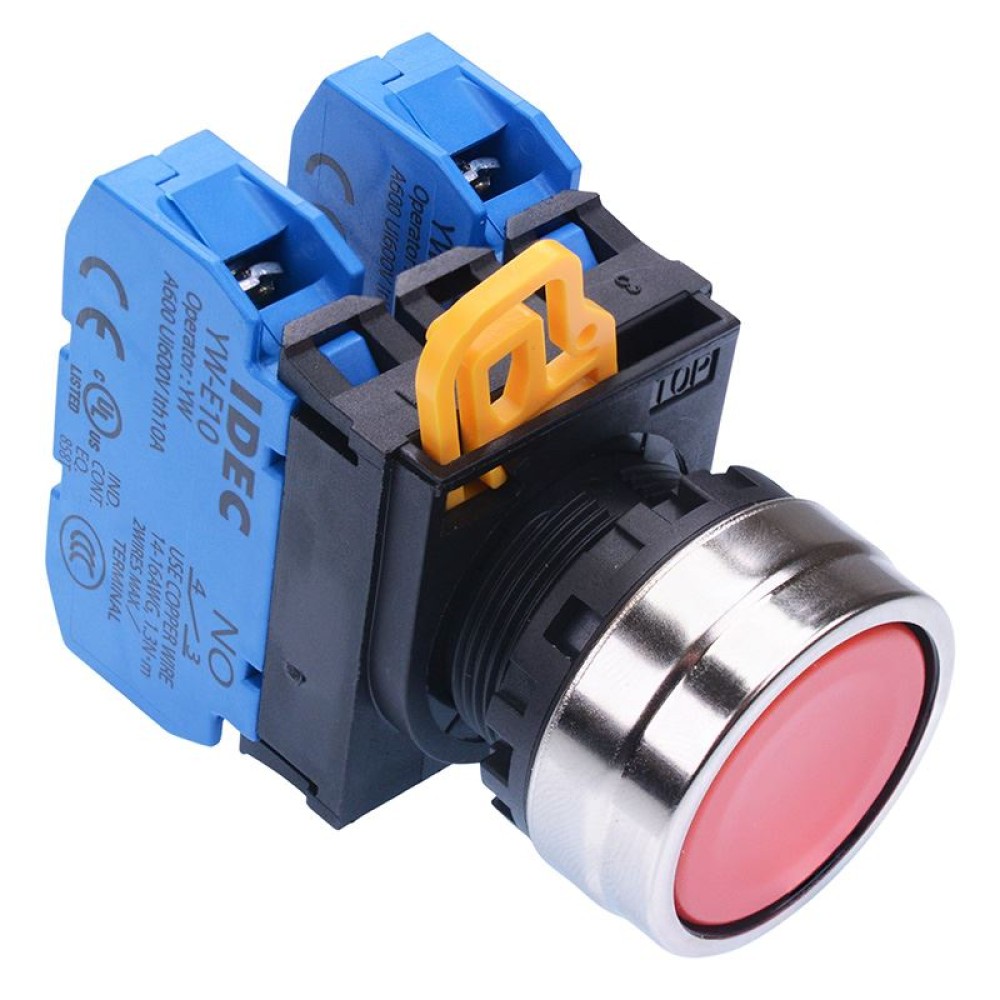 Red 22mm Metal Bezel Maintained Push Button Switch 2NO