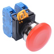 Red 22mm Metal Bezel Mushroom Maintained Push Button Switch 2NO IP65 YW4B-A4E20R Red 22mm Metal Bezel Mushroom Maintained Push Button Switch 2NO IP65 YW4B-A4E20R
