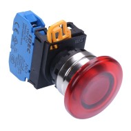 Red 22mm Metal Bezel Mushroom Maintained Push Button Switch NO IP65 YW4L-A4E10Q0R Red 22mm Metal Bezel Mushroom Maintained Push Button Switch NO IP65 YW4L-A4E10Q0R