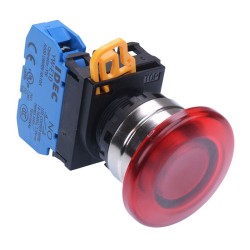 Red 22mm Metal Bezel Mushroom Maintained Push Button Switch NO IP65 YW4L-A4E10Q0R Red 22mm Metal Bezel Mushroom Maintained Push Button Switch NO IP65 YW4L-A4E10Q0R