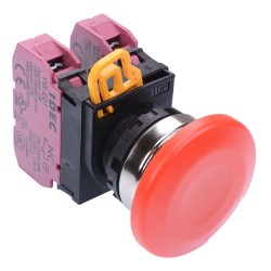 Red 22mm Metal Bezel Mushroom Momentary Push Button Switch 2NC IP65 YW4B-M4E02R Red 22mm Metal Bezel Mushroom Momentary Push Button Switch 2NC IP65 YW4B-M4E02R