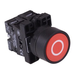 Red Momentary 22mm Push Button Switch White 'O' NO/NC