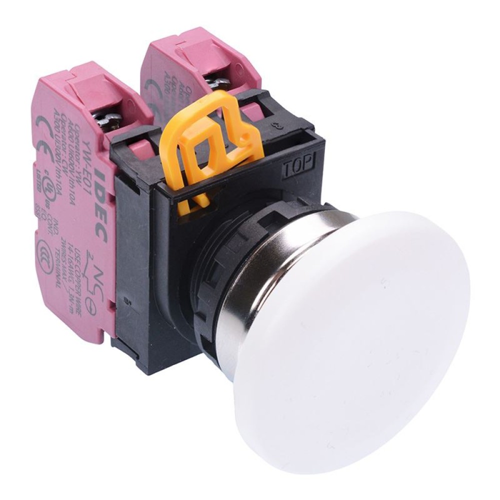 White 22mm Bezel Mushroom Maintained Push Button Switch