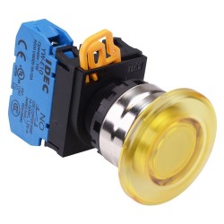 Yellow 22mm Metal Bezel Mushroom Maintained Push Button Switch NO IP65 YW4L-A4E10Q0Y Yellow 22mm Metal Bezel Mushroom Maintained Push Button Switch NO IP65 YW4L-A4E10Q0Y