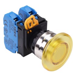 Yellow 22mm Metal Bezel Mushroom Momentary Push Button Switch 2NO IP65 YW4L-M4E20Q0Y Yellow 22mm Metal Bezel Mushroom Momentary Push Button Switch 2NO IP65 YW4L-M4E20Q0Y