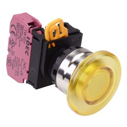 Yellow 22mm Metal Bezel Mushroom Momentary Push Button Switch NC IP65 YW4L-M4E01Q0Y Yellow 22mm Metal Bezel Mushroom Momentary Push Button Switch NC IP65 YW4L-M4E01Q0Y