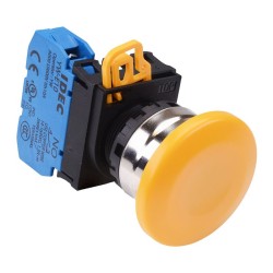 Yellow 22mm Metal Bezel Mushroom Momentary Push Button Switch NO IP65 YW4B-M4E10Y Yellow 22mm Metal Bezel Mushroom Momentary Push Button Switch NO IP65 YW4B-M4E10Y