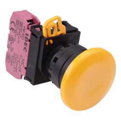 Yellow 22mm Mushroom Maintained Push Button Switch NC IP65 YW1B-A4E01Y