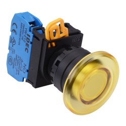 Yellow 22mm Mushroom Maintained Push Button Switch NO IP65 YW1L-A4E10Q0Y