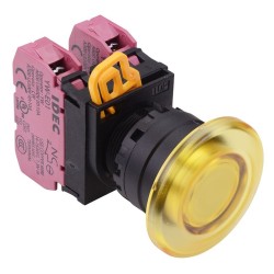 Yellow 22mm Mushroom Momentary Push Button Switch 2NC IP65 YW1L-M4E02Q0Y