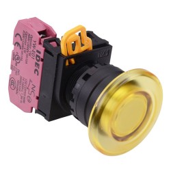 Yellow 22mm Mushroom Momentary Push Button Switch NC IP65 YW1L-M4E01Q0Y