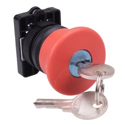 PtecMushK40 Key Release 40mm Emergency Stop Button Switch Plastic PtecMushK40 Key Release 40mm Emergency Stop Button Switch Plastic