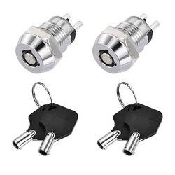 12mm 2 Positions Locking Push Button Key Switches With 2 Keys NO-OFF Silver Tone 2pcs 12mm 2 Positions Locking Push Button Key Switches With 2 Keys NO-OFF Silver Tone 2pcs