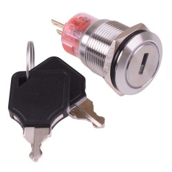 2 Position Latching 19mm Stainless Steel Key Switch IP40 NO/NC 2 Position Latching 19mm Stainless Steel Key Switch IP40 NO/NC