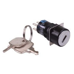 AS6M-2KT2PAC 2 Position 16mm Latching Key Switch DPDT AS6M-2KT2PAC 2 Position 16mm Latching Key Switch DPDT