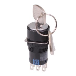 AS6M-2KT2PB 2 Position 16mm Latching Key Switch DPDT AS6M-2KT2PB 2 Position 16mm Latching Key Switch DPDT
