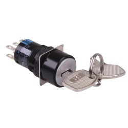 AS6M-3KT2PA 3 Position 16mm Latching Key Switch DPDT AS6M-3KT2PA 3 Position 16mm Latching Key Switch DPDT