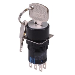 AS6M-3KT2PA 3 Position 16mm Latching Key Switch DPDT AS6M-3KT2PA 3 Position 16mm Latching Key Switch DPDT