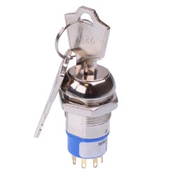On-On-(On) Momentary 3 Way 19mm Key Switch DP3T 4A LK5JNB126-N3 On-On-(On) Momentary 3 Way 19mm Key Switch DP3T 4A LK5JNB126-N3