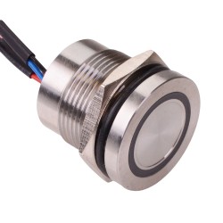 Blue Ring 24V LED Off-(On) 19mm Metal Momentary Piezo Switch NO SPST Blue Ring 24V LED Off-(On) 19mm Metal Momentary Piezo Switch NO SPST
