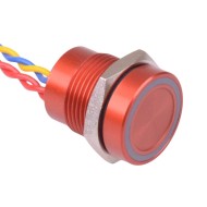 PBAR1AF6000N0S Red LED 12VDC Momentary NO 16mm Piezo Switch Prewired IP68 PBAR1AF6000N0S Red LED 12VDC Momentary NO 16mm Piezo Switch Prewired IP68