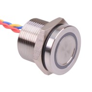 PBAR9AFB000A0W White LED 5VDC Momentary NO 19mm Piezo Switch Prewired IP68 PBAR9AFB000A0W White LED 5VDC Momentary NO 19mm Piezo Switch Prewired IP68