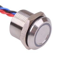 PBARAAFB002N2C  Red/Blue LED Momentary NO 19mm Piezo Switch Prewired IP68 PBARAAFB002N2C  Red/Blue LED Momentary NO 19mm Piezo Switch Prewired IP68