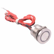 Red Ring LED On-Off 19mm Metal Latching Piezo Switch SPST Red Ring LED On-Off 19mm Metal Latching Piezo Switch SPST