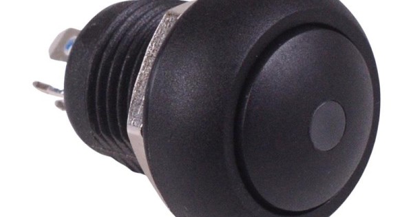 Black On-Off Latching 12mm Push Button Switch IP65 SPST
