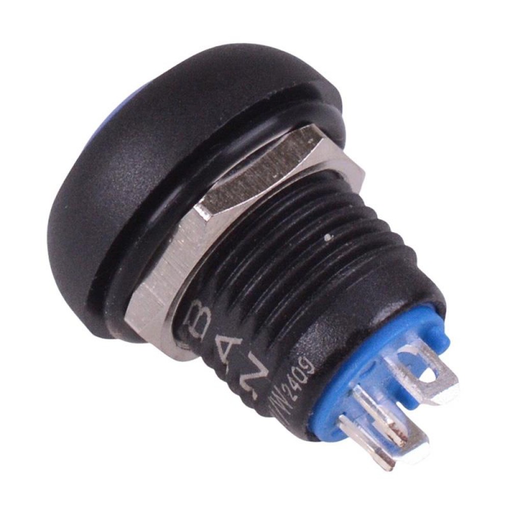 Blue On-Off Latching 12mm White LED Push Button Switch IP65