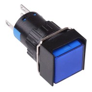 Blue Square Momentary 16mm Push Button Switch NO/NC 230V Blue Square Momentary 16mm Push Button Switch NO/NC 230V
