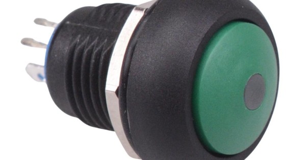 Green On-Off Latching 12mm Red LED Push Button Switch SPST