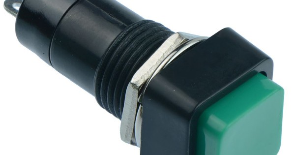 Green On-Off Latching Square Push Button Switch 12mm SPST