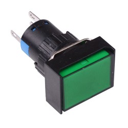 Green Rectangle Momentary 16mm Push Button Switch NO/NC 12V