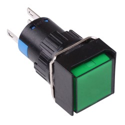 Green Square Momentary 16mm Push Button Switch NO/NC 230V Green Square Momentary 16mm Push Button Switch NO/NC 230V