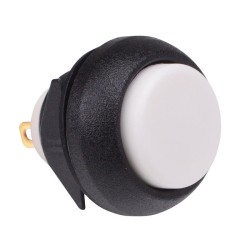 White Momentary Snap-In 12mm Push Button Switch SPST IP67 IBP3SAD7/100 