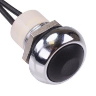 Chrome Momentary 12mm Push Button Switch Prewired SPST IP67 ICR3FAD2101  Chrome Momentary 12mm Push Button Switch Prewired SPST IP67 ICR3FAD2101