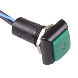 Green LED Square Momentary 12mm Push Button Switch Prewired SPST IP67 IPC3FAD3L0G 