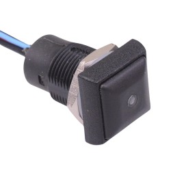 Green LED Black Button Square 16mm Momentary NO Push Button Switch Prewired IP67 IRC3F422L0G 