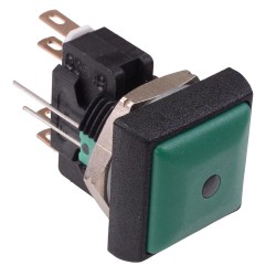 Green LED Green Button Square 16mm Momentary Push Button Switch DPDT 5A IP67 IRC8Z232L0G 