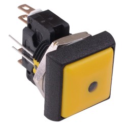 Yellow LED Yellow Button Square 16mm Momentary Push Button Switch DPDT 5A IP67 IRC8Z252L0Y 