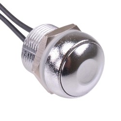 Chrome Round 16mm Momentary Push Button Switch Prewired IP67 IRR3F488  Chrome Round 16mm Momentary Push Button Switch Prewired IP67 IRR3F488