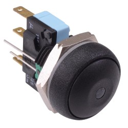 Green LED Black Button Round 16mm Momentary Push Button Switch SPDT 5A IP67 IRR7Z222L0G 