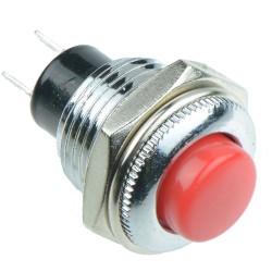 Red Off-(On) Metal Round 12mm Momentary Push Button Switch 1.5A SPST